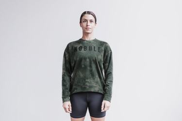 Nobull Crew Tie-Dye Women's Sweatshirts Green | Australia (IL8365)